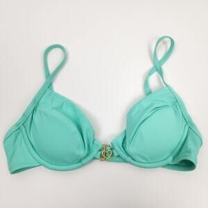 L*Space Stardust Bikini Top in Bright Teal Size Small NWT Padded Underwire